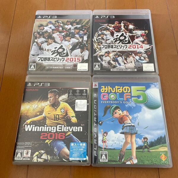 PS3 ソフト 4本セット プロ野球スピリッツ ウイレレ みんなのGOLF5