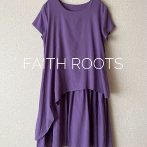 FAITH ROOTS コットンワンピース パープル 薄手コットン レイヤード フリーサイズ