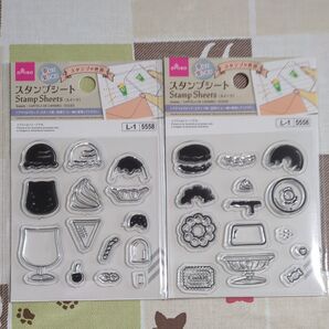 ダイソー スタンプの世界 スタンプシート スイーツ 2種類 クリアスタンプ