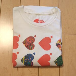 香取慎吾デザイン ハート柄 Tシャツ プリント 総柄 ホワイト系 ユニセックス