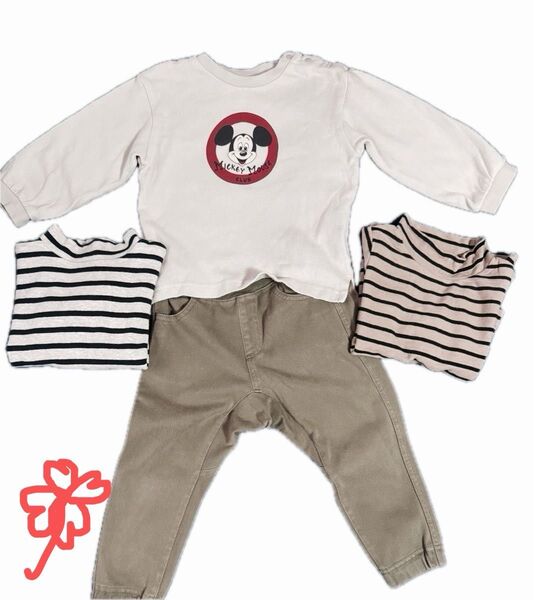 petit main などなど♪薄いトレーナー1枚&長袖Tシャツ2枚 パンツ1枚♪ 4点おまとめセット♪サイズ90cm