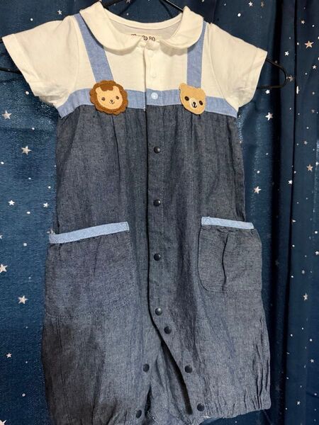 半袖ロンパース 新品 キムラタン 動物 デニム サイズ80 ベビー服 ロンパース