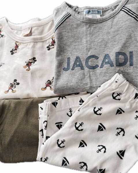 可愛い♪jacadi 半袖Tシャツ96cm & petit main 半袖Tシャツ100cm & 95cmパンツ2枚セット♪