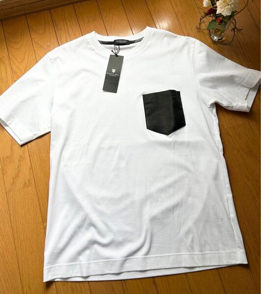 半額以下格安★ブラックレーベルクレストブリッジ★新品タグ付き半袖Tシャツホワイト×チェックポケット