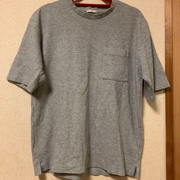 GU 半袖Tシャツ グレー Lサイズ Tシャツ クルーネック
