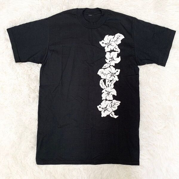 ハイビスカス半袖Tシャツ ハイビT y2k 平成 アメリカ製 ブラック