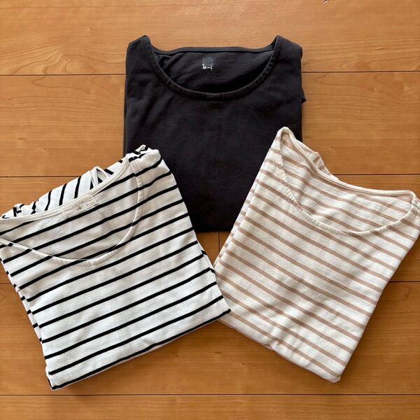 授乳服 トップス 3点セット 授乳口付き M 半袖Tシャツ ボーダー フリル フレア袖
