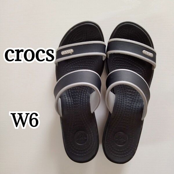 クロックス crocs サンダル w6 ブラック系 レディースサンダル