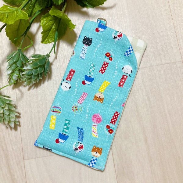 ハンドメイド メガネケース スマホケース ペンケース シマエナガ 動物 風鈴