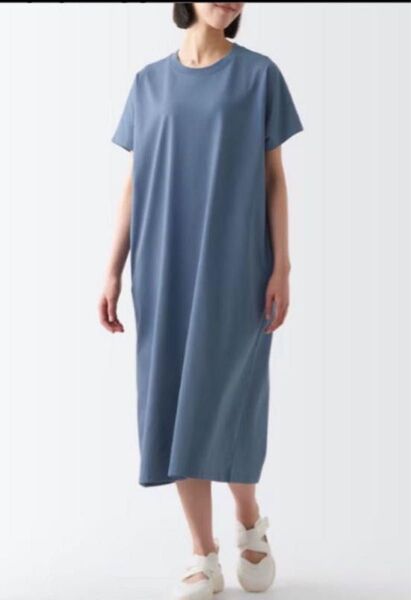 無印良品 涼感UVカットワンピース スモーキーブルー L