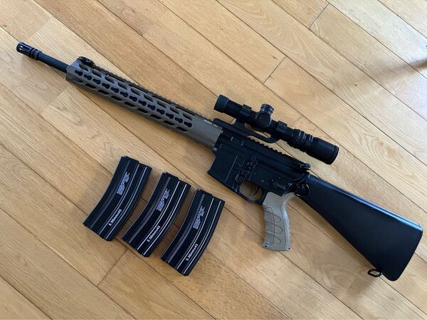 フルメタル電動ガン ハリケーンE+Jアーマメントベース SR15 実物スコープ付 マガジン KRYTAC マルイ m4 m16