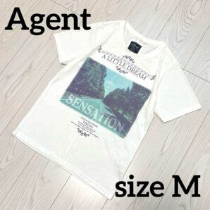 Agent エージェント メンズ トップス 半袖 Tシャツ Mサイズ ホワイト 白 春夏 半袖 tシャツ