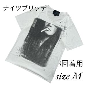 ナイツブリッデ メンズ半袖プリントTシャツ Mサイズ 白t ホワイト 春夏服 半袖 Tシャツ プリント 半袖Tシャツ ブラック