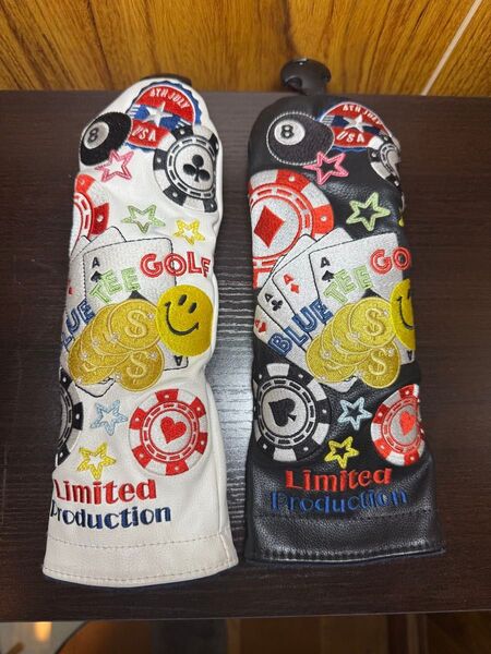 ブルーティーゴルフ UT用ヘッドカバー2個セット 白黒