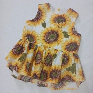 ペンギンチュニック レディースSサイズ アイボリーひまわり