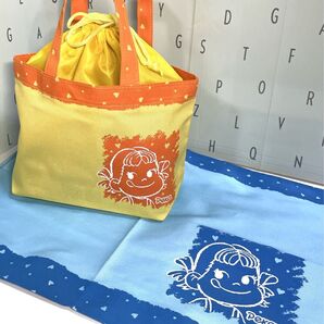 ペコちゃん 巾着付きトートバッグ&ランチョンマット2点セット 2004〜2006頃のグッズ 20年前のグッズ 色違い有り