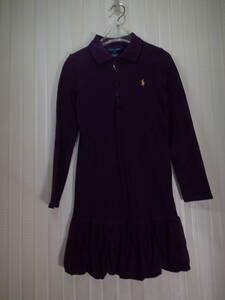 * Ralph Lauren /RALPH LAUREN 120cm size 6* short sleeves One-piece ( purple color )/ tunic One-piece / left . Logo embroidery s1728