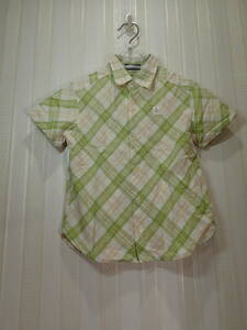 * Kumikyoku /kumikyoku 100.* short sleeves shirt ( green khaki series )/ check pattern / left . Logo equipped s1738
