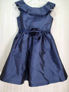 * formal dress / wedding 100.* no sleeve One-piece dress / waist corsage ribbon ( navy blue color * skirt chu-ru lining )t1495