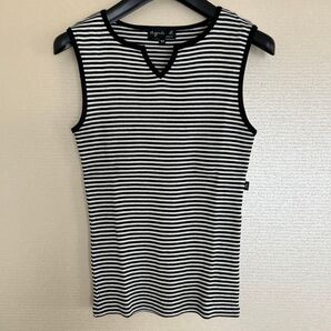 agnes b. ボーダー柄ノースリーブトップス T1