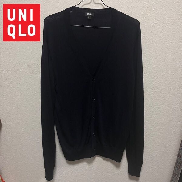 まとめ買い可能 ユニクロ UNIQLO エクストラファインメリノVネックカーディガン 長袖 ネイビー ニット