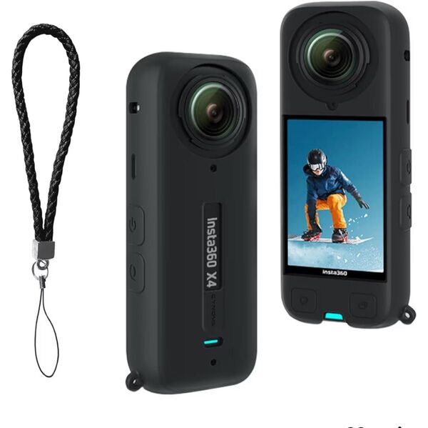 Insta360 X4 ブラック ストラップ付き ケース 保護ケース 保護カバー ケース 保護カバー 保護ケース 耐衝撃 落下防止