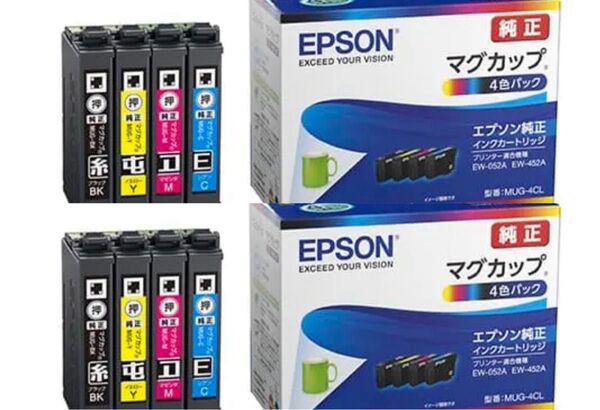 【新品/未使用】 2セット EPSON (エプソン) インクカートリッジ マグカップ 4色パック MUG-4CL