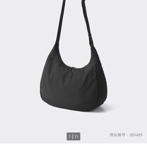GU ソフトナイロンラウンドショルダーバッグ 黒