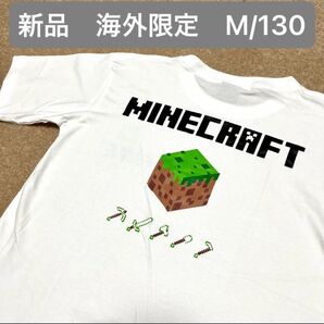 新品海外限定 M/130相当 マインクラフトロゴプリント 背面プリントあり 子供服キッズ 男の子ジュニアサイズ 半袖Tシャツ