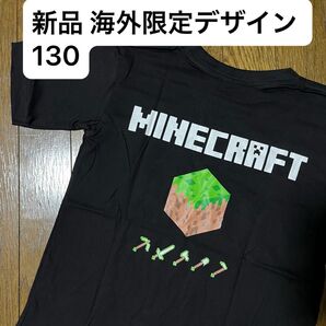 新品海外限定 M/130相当 黒 半袖Tシャツ マインクラフトロゴプリント 背面プリントあり 子供服キッズ 男の子ジュニアサイズ