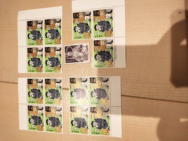 国際文通週間 不動明王x1 こぶとりじいさんx15 未使用切手 800円分