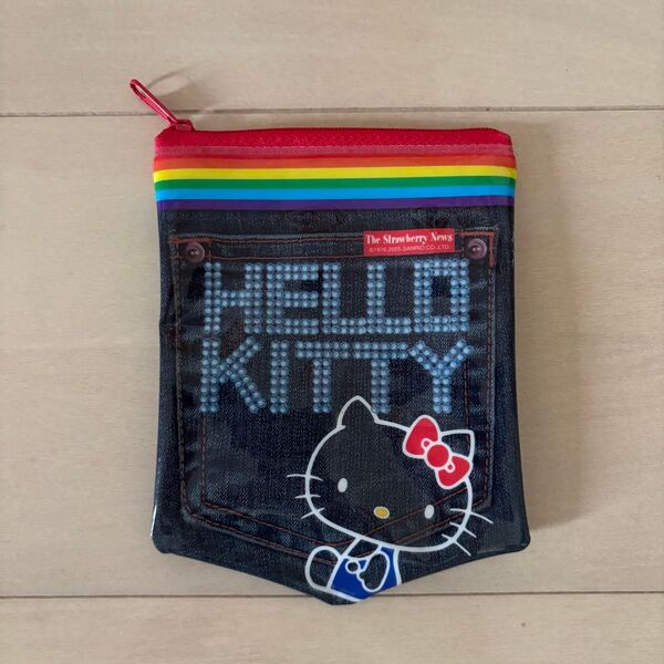 HELLO KITTY キティちゃん デニム風ポーチ サンリオ ハローキティ ミニポーチ 小物入れ