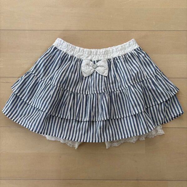 スカート キッズ 子供 130フリル リボン レース ストライプ 子供服 女の子