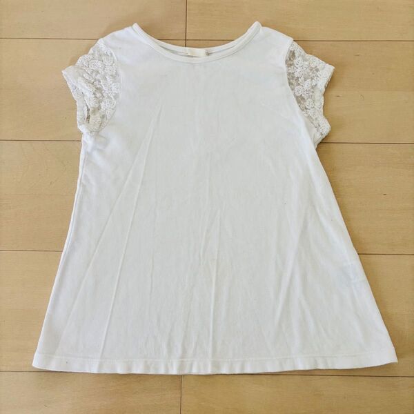 Tシャツ キッズ 子供 120 レース GU 白 ホワイト 半袖