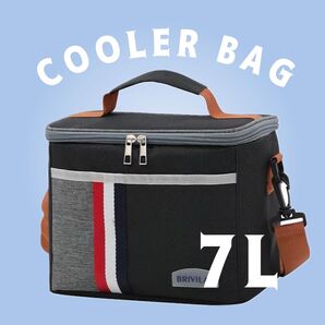 クーラーバッグ ブラック 保冷 アウトドア クーラーバッグ ソフトクーラー 7L 保冷バッグ ゴルフ BBQ 海 キャンプ