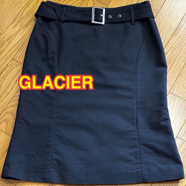 GLACIER グラシア タイトスカート ミニスカート ひざ丈スカート オフィス ベルト付き 濃いグレー