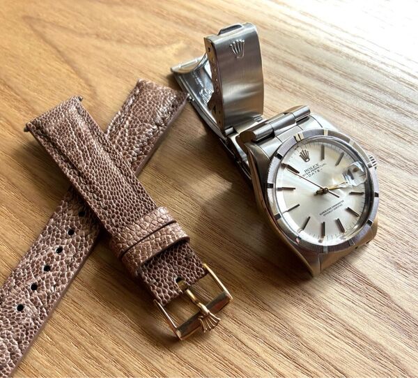 1960年〜70年前期 ロレックス純正 尾錠16mm+オーストリッチ ダチョウ アンティーク ROLEX ビンテージ 腕時計ベルト