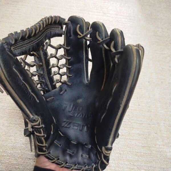 ゼット 軟式野球 BRGB31717 黒×金 外野手用 グローブ