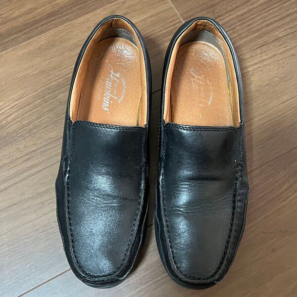 HAWKINS 軽量 スリッポン BLACK 幅広 ホーキンス ビジネスシューズ ビジネスのベストセラー 箱付き