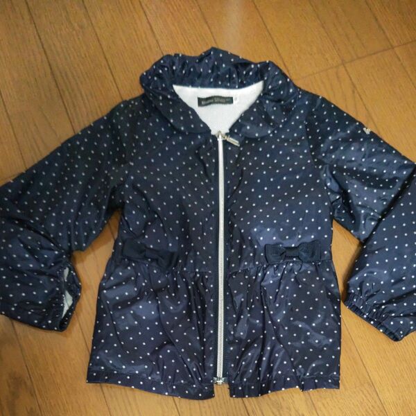 べべ 薄手ジャケット ドット柄 ネイビー 110ブルゾンシャカシャカジャンパー 小さめ