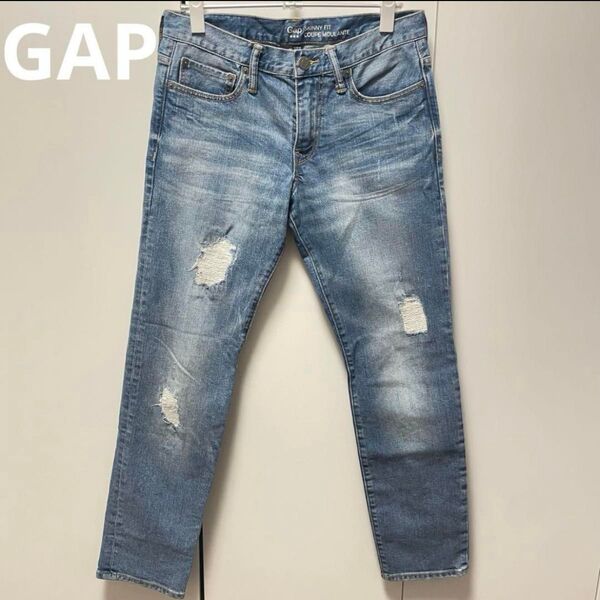 Gap スキニーフィット ダメージデニムジーンズ ウォッシュ ギャップ パンツ 加工 SKINNY FIT ブルー