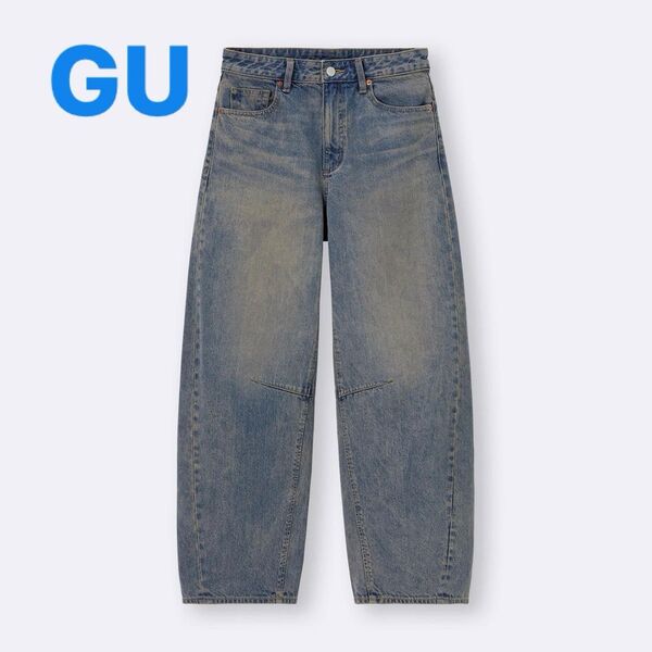 GU バレルレッグジーンズ 〔標準丈 補正なし〕Mサイズ 67Blue デニム ジーユー パンツ ブルー ワイド ハイウエスト