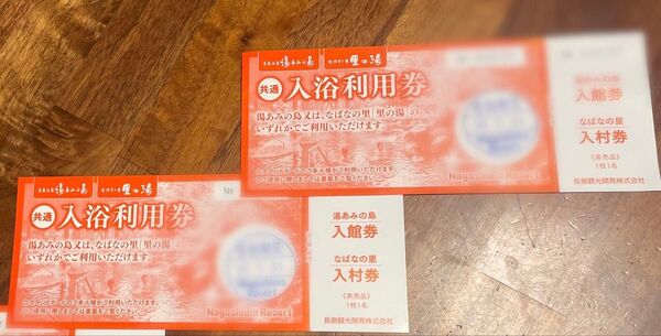 2枚【なばなの里 入村+里の湯 入泉】共通入泉サービス券 【長島温泉】ナガシマリゾート かなりお得少数枚希望の方はコメントへ