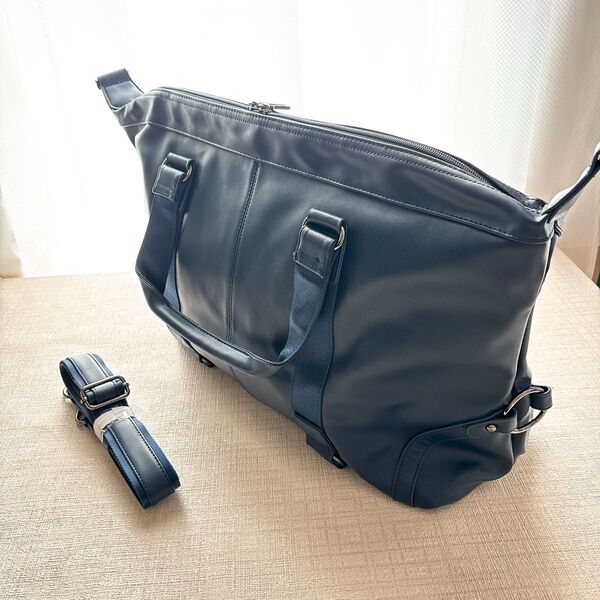 ボストンバッグ 革 大型 トラベルバッグ レザー ショルダーバッグ ネイビー ビジネスバッグ 2way 紺色 旅行 通勤 通学