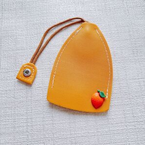 PUレザー クリエイティブ プルアウト キュート カーキーホルダー キーケース オレンジ