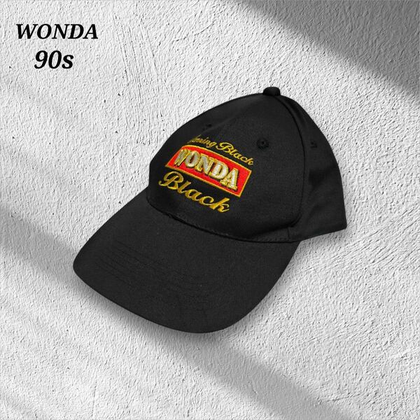希少90sWONDAワンダモーニングショットキャップスナップバック企業ロゴ帽子黒