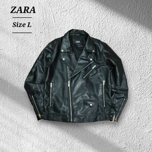 完売品ZARAザラダブルライダースジャケットエコレザーバイク短丈ブラック黒L レザージャケット