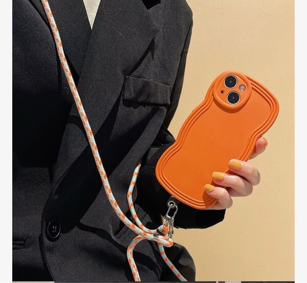 スマホストラップ スマホショルダーストラップ オレンジ ストラップホルダー付き スマホ肩掛けストラップ
