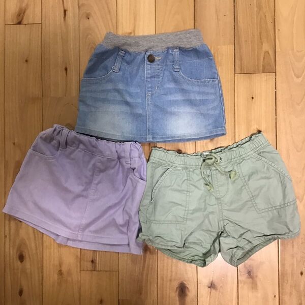 女の子100cm 子供服 スカート ショートパンツ 3点セット