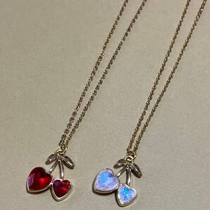 チェリーモチーフネックレス 2個セット ペア ゴールド